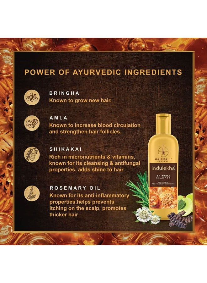 إندوليكا برينغا، شامبو، 200 مل، للتحكم في تساقط الشعر، مع مستخلصات برينغاراج، أملا، شيكاكاي، خالٍ من البارابين، للرجال والنساء (عبوة من قطعتين) - Image 2